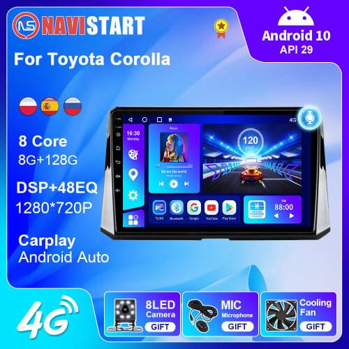 For Toyota Corolla 2018 2019 Android 10 Car 4G WIFI Radio Navigation GPS Multimedia Player Radio 2 Din Carplay Android auto DVD