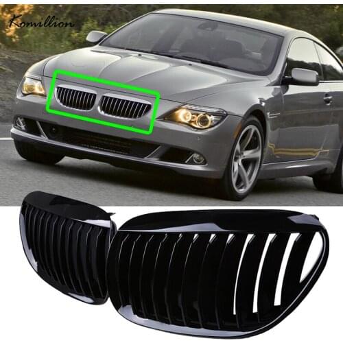 Pair Car Front Bumper Kidney Grille Glossy black Grill for BMW 6-Series E63 E64 Coupe Cabrio M6 2004-2011 Auto Replacement Parts