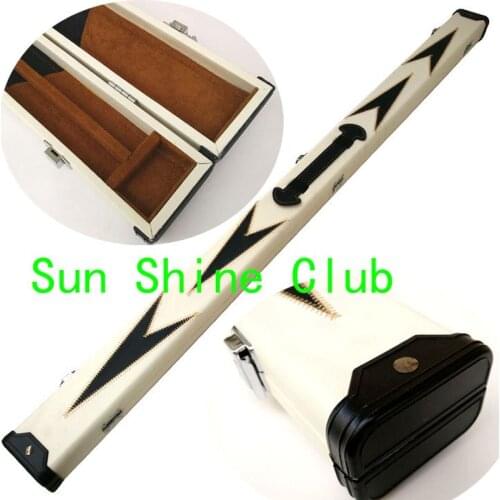 White with Black Arrow Design 48" 2 Compartments PU Leather Billiard Snooker Cue Case 1pc 3/4 snooker cue with mini-extension