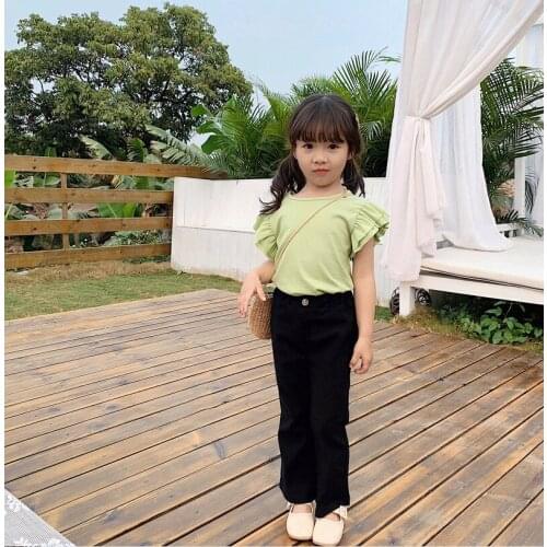 2 3 4 5 6 7 Years Toddler Girls Pants Spring Autumn Casual Flared Pants for Girl 2020 New Arrival Loose Black Baby Girl Leggings