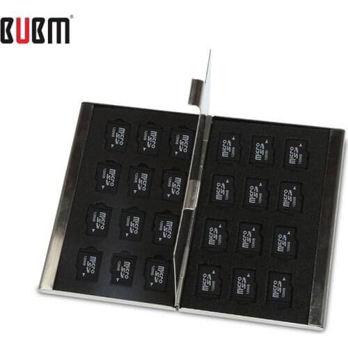 BUBM bag for SD cards Silver 11 styles double stainless steel Box Memory SD Card Holder Case Capacity for CF NANO TF SIM Cards