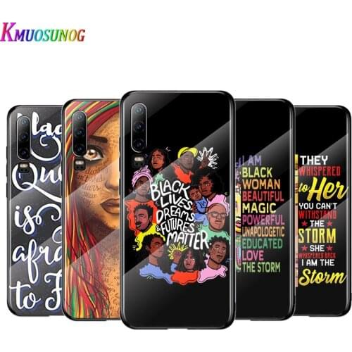 Black Girl Human Rights For Huawei P40 P30 P20 P10 Pro Plus Lite 5G 2019 Tempered Glass Cover Shell Luxury Phone Case
