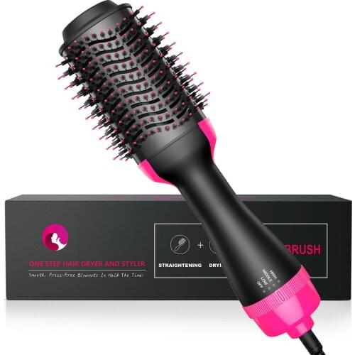 One Step Electric Hot Air Brush Multifunctional Negative Ions Hair Blow Dryer Straightener Brush Smooth Frizz & Ionic Technology