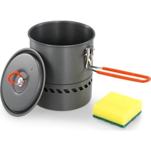 1.5L One-Piece Outdoor Cook Pot Camping Stove Heat Exchanger Pot Cooking Equipment Cooking System for Hiking Camping Picnic