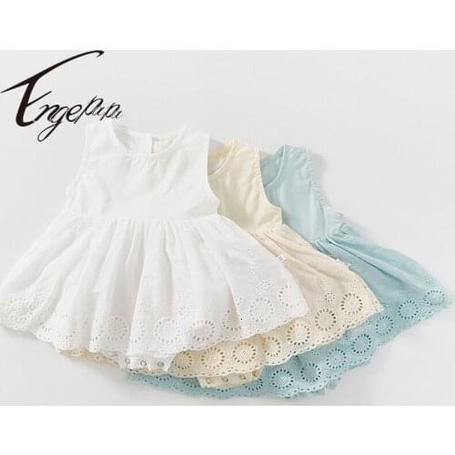 Engepapa Korean Style Newborn Baby Girls Dress Jumpsuit Cotton Sleeveless Summer Infant Baby Girls Bodysuits Baby Girls Clothes