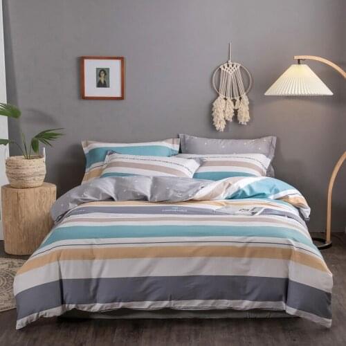 Modern Grid Stripe Bedding set 100%Cotton Duvet Cover Bed Linen Twin King Adult Gentleman Bedclothes Brief Home Textile 3/4