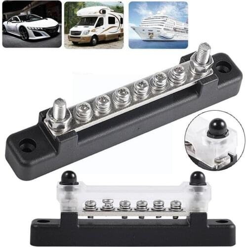 6 Terminal 150A Bus Bar And Cover Ground Distribution Kit Block Terminal Truck Boat Marine Power Distribution Block Car