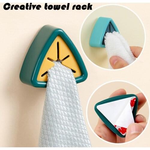 Creative Towel Holder Rack Adhesive One-way Triangular Towel Sucker No Drilling for Kitchen Home Tuck to Hang Towel H88F
