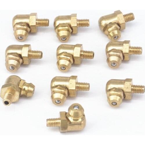 LOT 10 M4 Metric male Thread 90 degrees Brass Grease Zerk Nipple Fitting For machine tool greaseing accessory