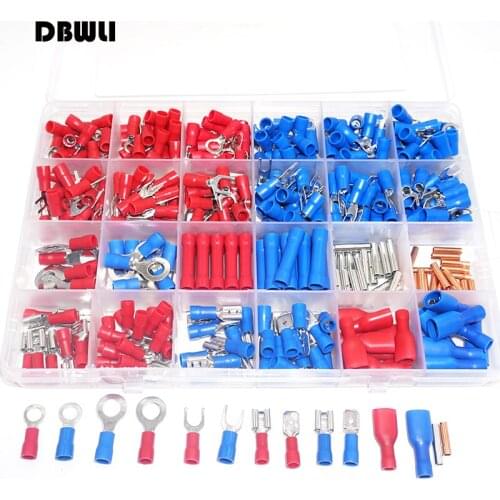 408PCS Spade Terminals Insulated Cable Connector Electrical Wire Assorted Crimp Butt Ring Fork Set Ring Lugs GT Terminal Kit
