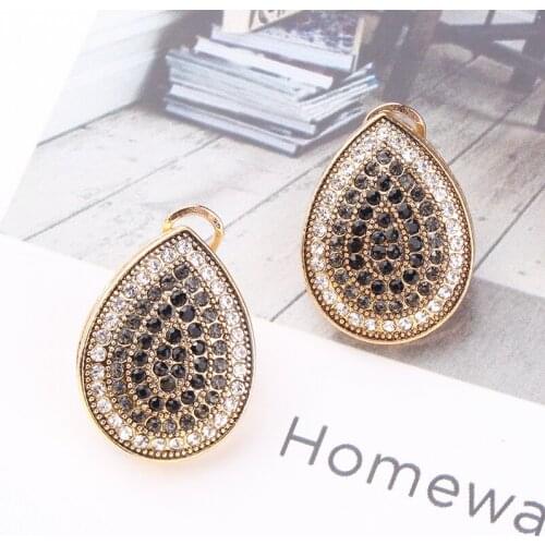 LUBOV 9 Colors Fashion Water Drop Stud Earrings Gold Silver Color Metal Rhinestone Earrings For Women Elegant Party Jewelry 2020