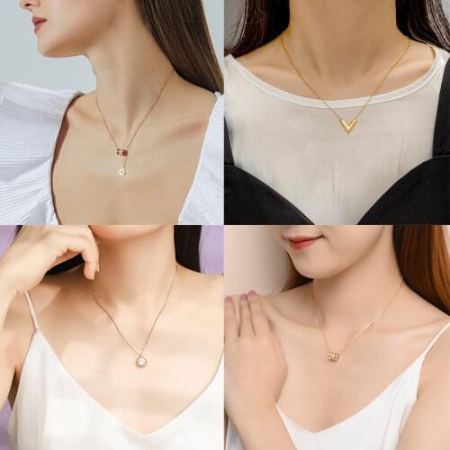 Korean Fashion Simple Gold Silver Pendant Necklace For Women Stainless Steel Womens Neck Chain 2021 New Female Necklace Jewelry