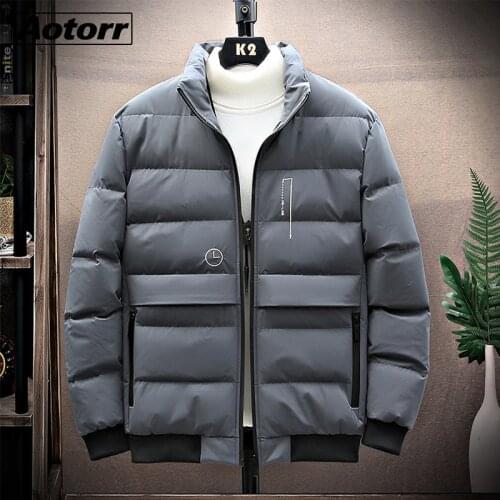 Winter New Men Solid Color Parkas Quality Brand Mens Stand Collar Warm Thick Jacket Male Fashion Casual Snow Parka Coat