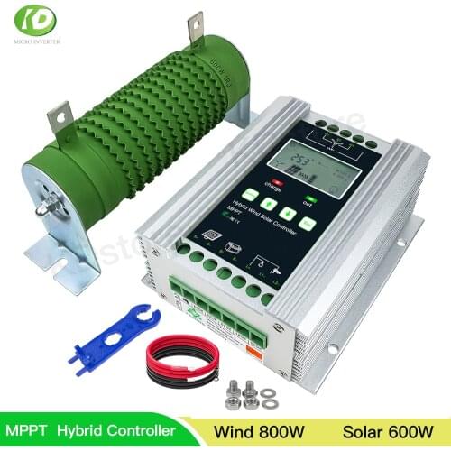 New 1400w MPPT Hybrid Wind Solar Charge Booster Controller Auto 12V 24V Voltage Regular Free Dump Load For Lead Acid Battery