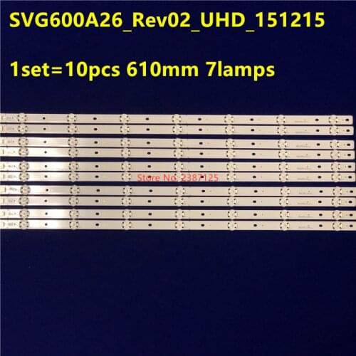 New Kit 1set=10 PCS 3V 610mm LED backlight strip 7 lamps for Vizio E60U-D3 SVG600A26 _Rev02_UHD_151215