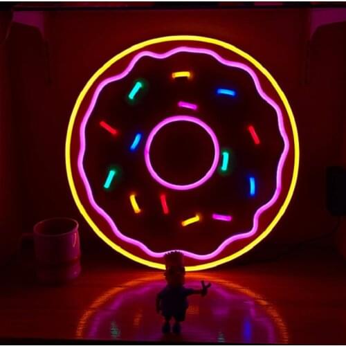 Custom Donut Multicolored Led Flex Transparent Acrylic Neon Sign Light Wall Hanging for Home Room Bedroom Decoration