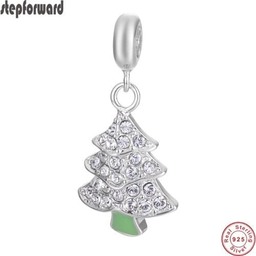 Popular Good Quality Christmas Theme Gift Jewelry 925 Real Silver Christmas Tree Hanging Charm