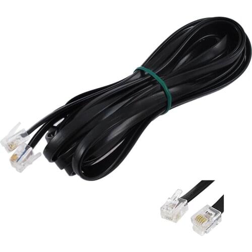 Set Sale 6P6C RJ11 Telephone Extension Fax Modem Cable Line 5M Length Black
