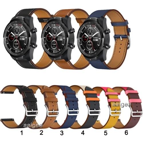 20mm 22mm Leather Watch Band Strap for Ticwatch Pro 3 E2 S2 GTX Replacement Wrist band
