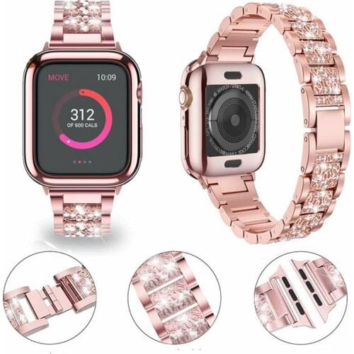 Diamond Strap Is Suitable For Apple Watch Series 5 4 3 2 1 Smart Watches Strap Accessories Fashion Luxury Metal Bracelet Ladies