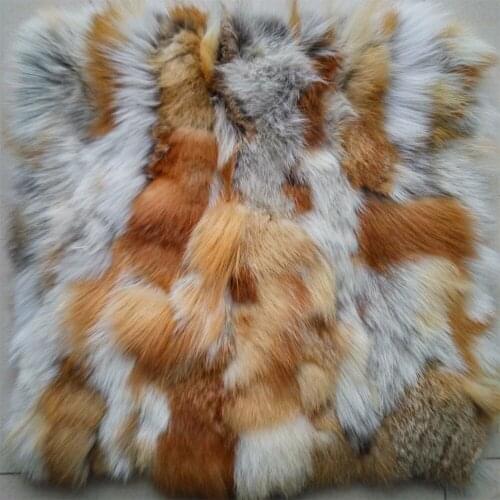 Luxury Patchwork Real Fox Fur Cushion Covers Decorative Pillows Sofa Fur Throw Pillow Cover Cushion Christmas Pillow Home Decor