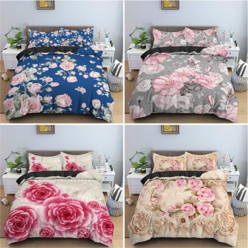 Beautiful Flowers Pattern Bedding Set Soft Luxury Duvet Cover Set Single King Queen Size Quilt Cover With Pillowcase Home Decor