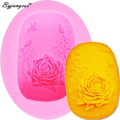 Byjunyeor S011 Love Rose UV Resin Silicone Mold Fondant Chocolate Candy Crystal Epoxy Clay Plaster Concrete Candle Soap Moulds