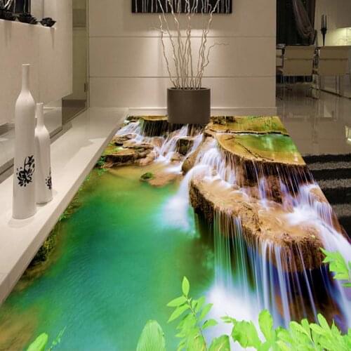 Custom 3D Floor Murals Self-adhesive Wallpaper Waterfall 3D PVC Floor Sticker Printing Waterproof Wallpaper Mural Decorations