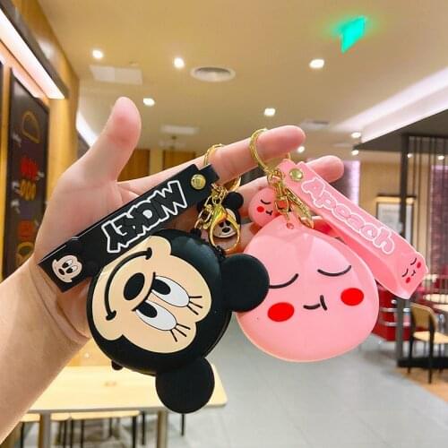 Stitch Disney Cartoon New Silicone Wallet Keychain Korean Mini Cute Coin Bag Keyring Pendant Childrens Wallet Key Chain