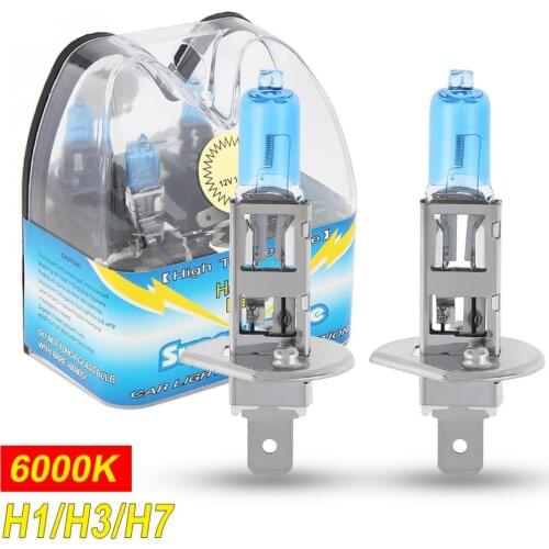 2pcs H1 /H3 / H7 100W 6000K White Light Super Bright Car HOD Halogen Lamp Auto Front Headlight