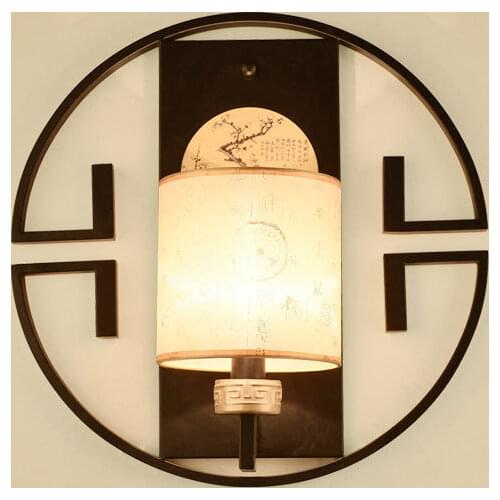 New Chinese Style LED Wall Lamp Circular Zen Retro Minimalist Corridor Living Room Wall Decor Bedside Staircase Lamp