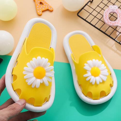 Slippers Kids Toddler Infant Baby Girl Boys Home Slippers Chrysanthemum Sun Flower Closed Top Beach Shoes Sandals Kids Slippers
