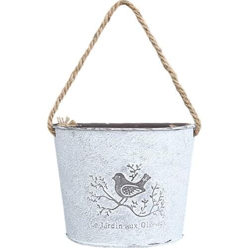 Vintage Metal Vase Hanging Flower Pot Craft Bird Pattern For Artificial Flower Wedding Christmas Home Garden Decor