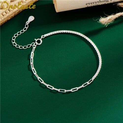 925 Sterling Silver Zircon Splicing Chain Womens Bracelet For Women Korean Style Simple Exquisite Bracelets Girls 2021 Summer