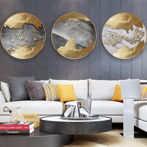 Golden Abstract Luxury Picture Home Decor Wall Art Nordic Canvas Painting Bright Gold Classical Poster and Print for Living Room