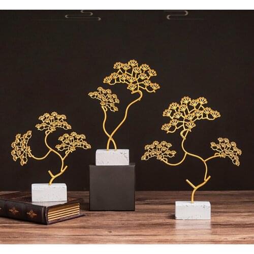 1pc Metal Decoration Office Living Room Wine Cabinet Purch Decor Gold Tree Handicraft Gift Decorate