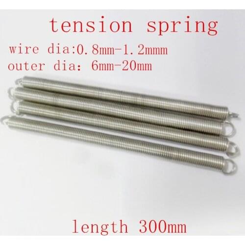 1pc wire dia 0.8mm 1.0mm 1.2mm length 300mm Dual Hook Long Expansion Tension Spring Hardware Accessories 304 Stainless