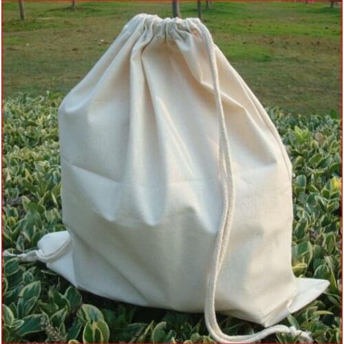 100pcs/lot) size 20x30cm Wholesale 100% natural plain cotton drawstring bag