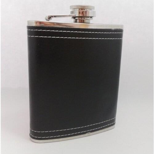 100pcs/lot Package PU leather flagon 7 oz stainless steel kettle business gifts exquisite stainless steel bottle
