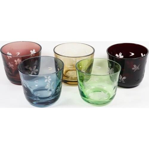 Japanese Style Hand Carved Shot Glass Cup Engraving Sake Glass Tea Cup Flower Pattern 90ml