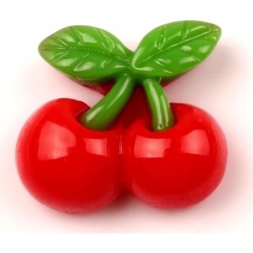 30Pcs Red Resin Cherry Decoration Crafts Kawaii Cute Flatback Cabochon Embellishments For Scrapbooking DIY Accessories