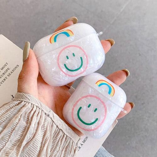 3d shell pearl pattern smiley soft silicone earphone case for apple airpods 2/1 cute luck cover for airpod pro 3 headset funda