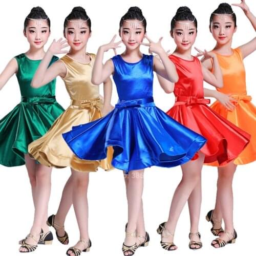 5 Colors Latin Dance Dress for Girls Modern Split Ballroom Salsa Tango Skirts Stage Performance Suit Practice Kid Dance Clothing