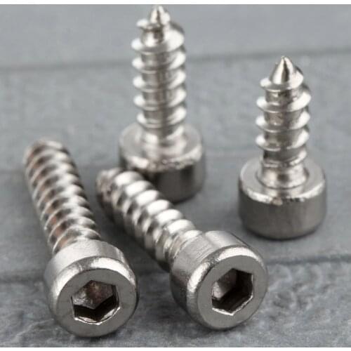 50Pcs 304Stainless Steel Allen Hex Drive Grade Tapping Screws Socket Cap Head Self-tapping Screw Fastener M4*10mm/12mm/16mm/20mm