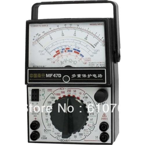 AC DC Voltmeter Ammeter Ohmmeter Analog Multimeter Black White MF47D