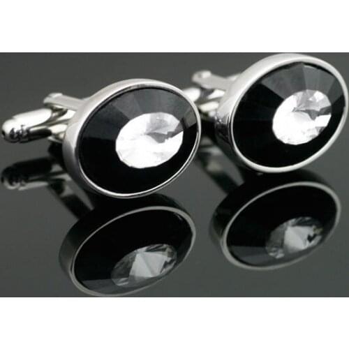 AK-527 New Classic Stainless Steel Austrian White crystal Barry.Wang Men`s Cufflinks & Gift Box For Mens Wedding Business Party