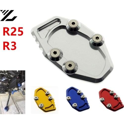 Motorcycle CNC Aluminum Foot Kickstand Extension Pad Plate Side Stand Enlarger For YAMAHA YZF R25 R3 Motorbike Accessories
