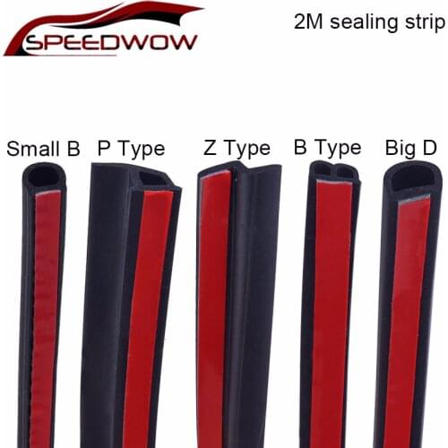 SPEEDWOW Car Rubber Sealing Strip Sticker Noise Insulation Weatherstrip Soundproof Auto Rubber Seals 2M Shape B P Z Big D