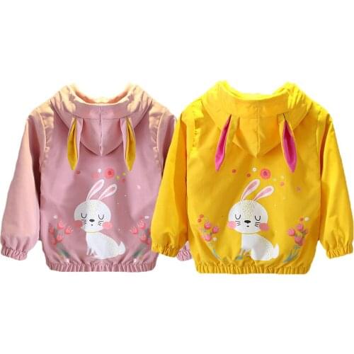 Toddler Cute Cartoon Rabbit Girls Coats Spring Autumn Hoodies Sweatshirt For GIrl Kids Jacket Children Windbreaker Outerwear
