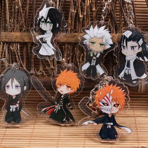 Anime double-sided BLEACH Kurosaki Ichigo key chains key ring llaveros para mujer brelok portachiavi